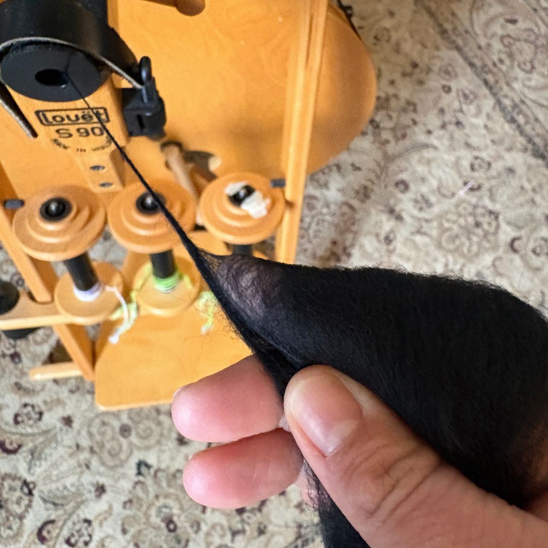 Shows spinning from the fold on a Louet S90 Spinning Wheel